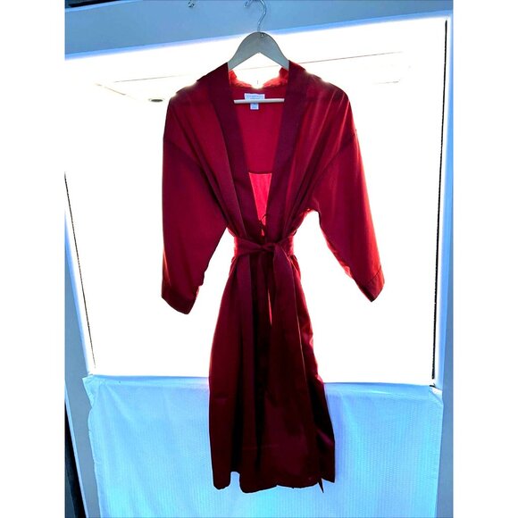 Cabernet by Sleep Sense Womens Deep Red Kimono Style Robe Mid Calf Size M - Picture 2 of 13